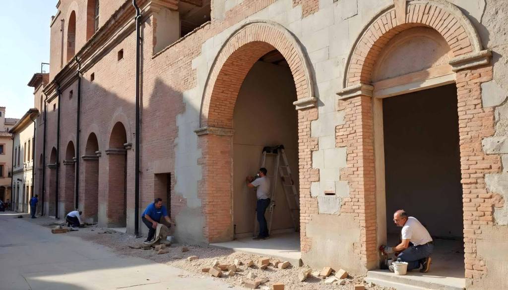 recreacion de una escena en la rehabilitacion de un edificio historico